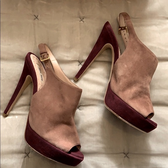 MIU MIU PLATFORM SLINGBACK STILETTOS 38 - Picture 1 of 6